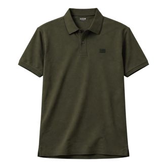 C.P. Company Polo Shirts, male, Green, Size: XL Stretch Piquet Short Sleeve Logo Polo