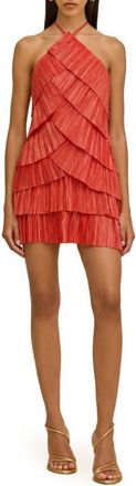 Cult Gaia Varsha Halter Tiered Minidress in Canyon at Nordstrom, Size 6