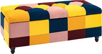 HOMCOM Velvet Storage Ottoman with Lid for Living Room Bedroom