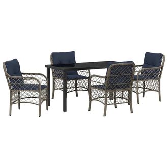 vidaXL Conjunto De Comedor De Jard&iacute;n 5 Pcs Gris Y Negro Rat&aacute;n Vidaxl
