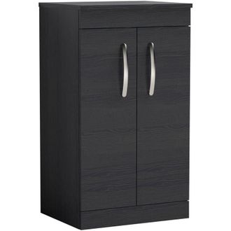 Nuie Nuie - Athena Floor Standing 2-Door Vanity Unit and Worktop 500mm Wide - Charcoal Black