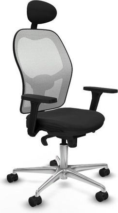 Piqueras y Crespo Piqueras Y Crespo - Jorquera Sincro Malla Blanca Similpiel Negro Brazos 3d Base Aluminio Cabecero Fijo Ruedas 65mm Nailon