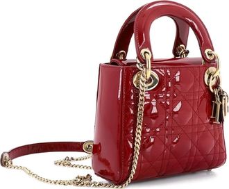 Dior Lady Dior Bag Cannage Quilt Patent Mini satchel - Rood