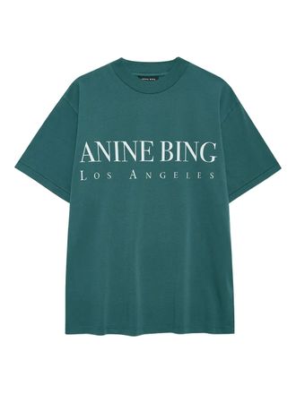 Anine Bing logo-print t-shirt - women - Cotton - L - Green