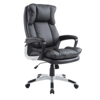 HOMCOM Homcom - Silla De Despacho Silla Ejecutiva De Escritorio Con Ruedas Y Reposabrazos Altura Ajustable Pu Para Oficina Estudio 66x71x110-120,5 Cm