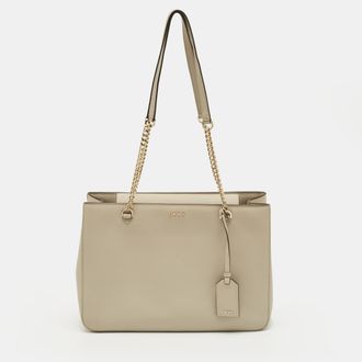 DKNY Dkny Light Beige Leather Bryant Park Chain Tote