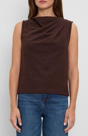 Michael Stars Amira Asymmetric Pleated Cotton Top in Java at Nordstrom, Size X-Small