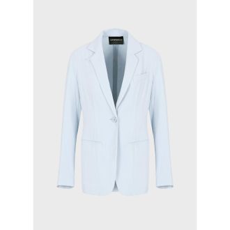 Emporio Armani Womens Blazer in Light Blue Textile - Size 16 UK