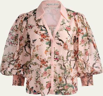 Alice & Olivia Charis Floral Button-Front Blouse