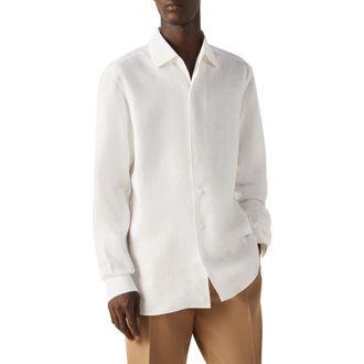 Ermenegildo Zegna Oasi Lino Shirt in White at Nordstrom, Size X-Large