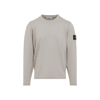 Stone Island Beige Crewneck Logo Patch Sweater