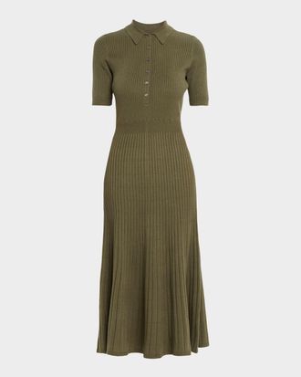 Paige Mathilda Short-Sleeve Rib-Knit Dress