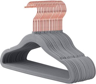 OEM 20 Perchas Antideslizantes De Terciopelo Gris/rosa (vestidos/trajes)