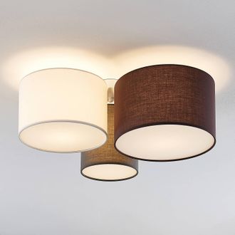 Lindby Lindby - L&aacute;mpara De Techo laurenz En Gris Textura, Tela, Tejido, Seda