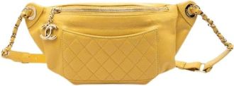 Chanel Pre-owned Quilted Lambskin Belt Bag - Dames - Vintage Heuptassen - Geel - ONE Size - Leer - Vintage