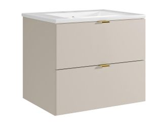 Vente-Unique Mueble de ba&ntilde;o suspendido con lavabo encastrado - Beige - 60 cm - LAVENA