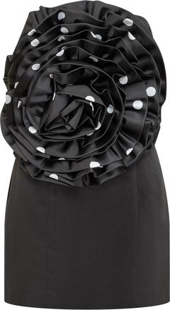 Rotate Bloemen geborduurde minijurk met zijrits - Dames - Feestkleedjes - Zwart - S - Kleedjes