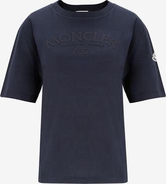 Moncler Weites Kurzarm-T-Shirt mit Logostickerei 1952