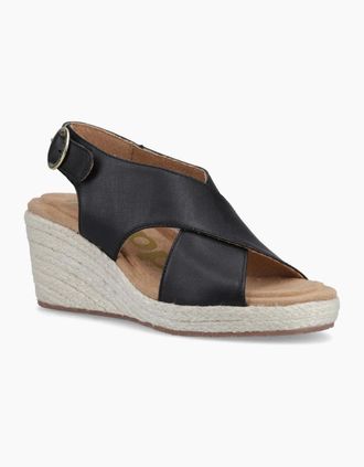 Hush Puppies Womens Willow Rattan Womens Wedge Sandals - Black - Size: 6