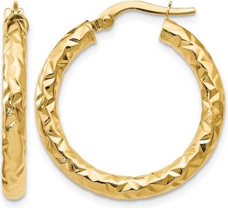 Diamond2Deal 14K ForeverLite Polished and Textured Hoop Earrings