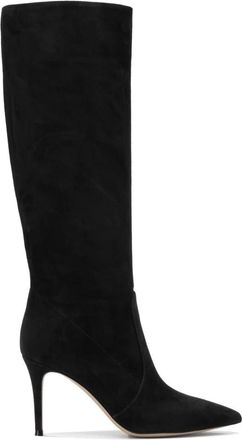 Gianvito Rossi Hansen 85 Suede Pointed Toe High Heel Boots - Dames - Laarzen met Hak - Zwart - 38 EU - Leer - Schoenen