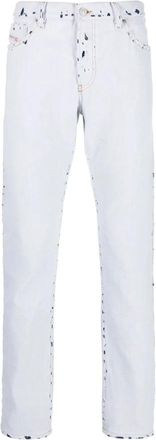 Diesel Blue Distressed Straight-Leg Jeans