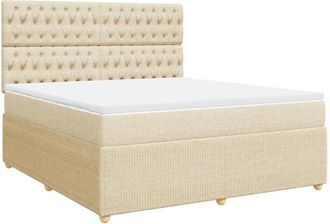 vidaXL Cama Box Spring Con Colch&oacute;n Tela Color Crema 180x200 Cm Vidaxl