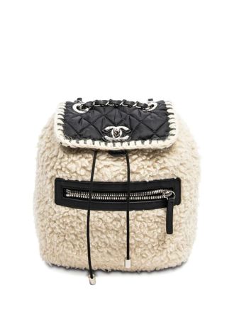 Chanel Gewatteerde rugzak van wol - Beige
