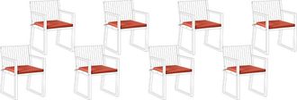 Beliani Conjunto de 8 cojines para sillas de jard&iacute;n 46 x 46 cm Rojo