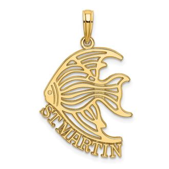 Diamond2Deal 14k Yellow Gold Polished ST. MARTIN Under Angelfish Charm