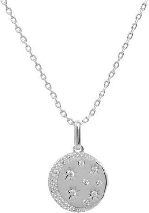 Savvy Cie Jewels Cubic Zirconia Moon & Star Pendant Necklace in White-Silver at Nordstrom Rack