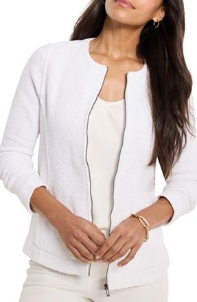 Nic+Zoe Mix Zip Front Knit Jacket in Paper White at Nordstrom, Size X-Small