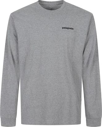 Patagonia P-6 Logo Long Sleeve Responsibili-Tee - Heren - Outdoor shirts - Grijs - L - Katoen - Fitness