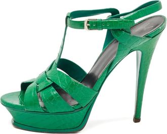 Saint Laurent Sandali con effetto coccodrillo 2023 - Verde