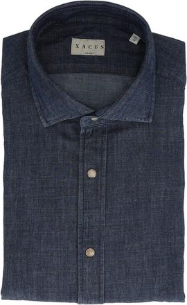 Xacus Textured Denim-Like Button-Up Shirt