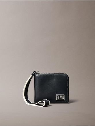 Calvin Klein Mens Graphic Logo L-Zip Pouch - Black