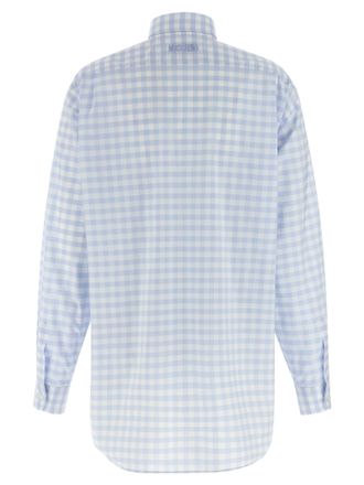 Moschino Heart-Patch Vichy Cotton Shirt - Blue