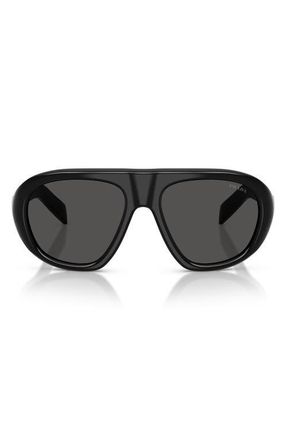 Prada 57mm Irregular Sunglasses in Black /Dark Grey at Nordstrom