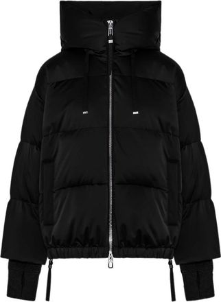 Duno Korte Zwarte Parka Jas - Dames - Winterjassen - Zwart - M - Jassen