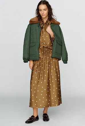 The Great. Canary 100% Silk Midi Skirt