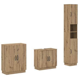 vidaXL Juego De Armarios De Ba&ntilde;o De 3 Piezas Hoorn Roble Artisan Vidaxl