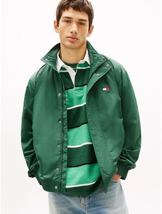 Tommy Hilfiger Mens Tommy Jeans Logo Water-Repellent Jacket - Green - L