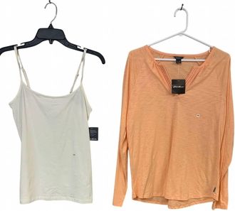 Eddie Bauer Womens Slub Essential Layering Cami Tee And Shirt In Orange White