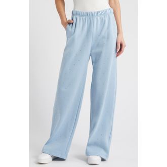 Good American Crystal Wide Leg Sweatpants in Winter Sky001 at Nordstrom Rack, Size Medium