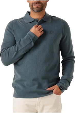 Butcher of Blue Clifden Polo - Heren - Ronde hals truien - Blauw - S - Wol - Truien & Vesten