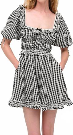 For Love & Lemons Jackson Mini Dress In Black Gingham