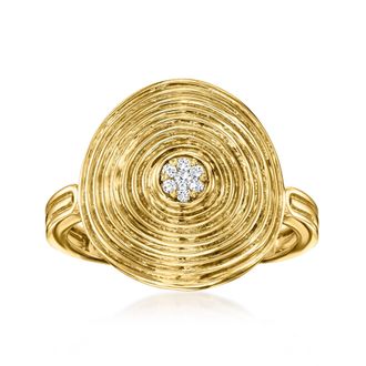 Ross-Simons 18kt Gold Over Sterling Ripple Ring With Diamonds
