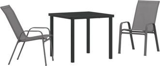 vidaXL Garden Dining Set 3 pcs Grey Textilene and steel vidaXL