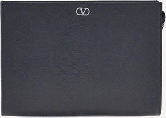 Valentino Garavani Pouch VLogo Signature in vitello granato Man UNI