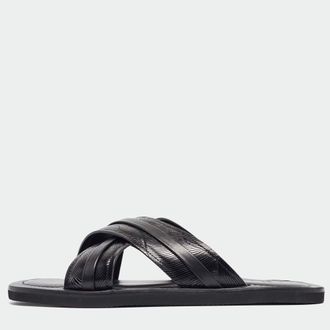 Malone Souliers Black Textured Leather Slides